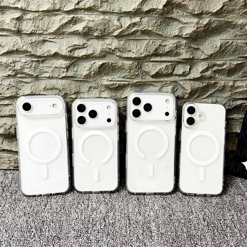 Original For Magsafe Magnetic Wireless Charging Case For iPhone 17 Air 16 15 14 13 12 11 Pro Max 17 Plus Mini Clear Back Cover