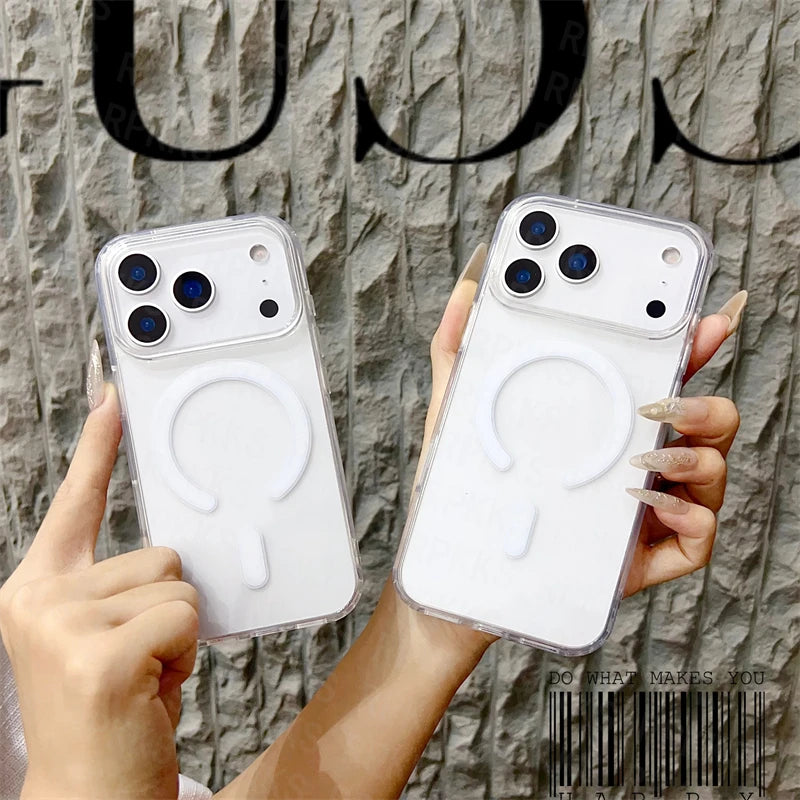 Original For Magsafe Magnetic Wireless Charging Case For iPhone 17 Air 16 15 14 13 12 11 Pro Max 17 Plus Mini Clear Back Cover